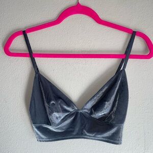 Victoria's Secret Shimmering Gray Velvet Bralette M